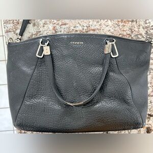 Coach Textured Black Leather Hand Bag